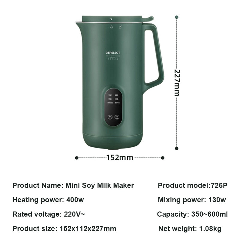 350ml Soymilk Maker Machine Electric Juicer Blender Non-Drip Spout