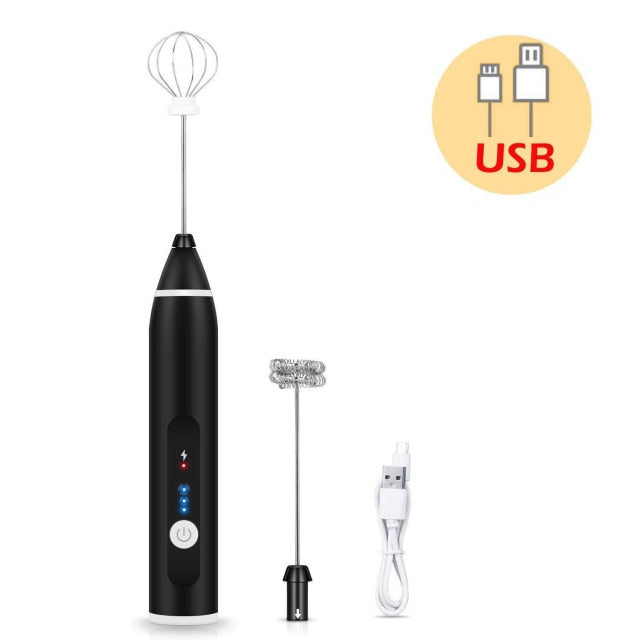 USB Rechargeable Beater 3-Speeds Mixer Electric Egg Milk Beater