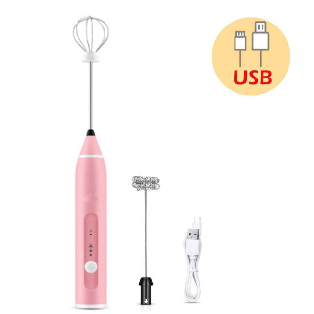 USB Rechargeable Beater 3-Speeds Mixer Electric Egg Milk Beater