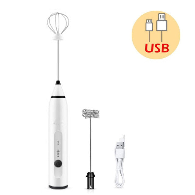 USB Rechargeable Beater 3-Speeds Mixer Electric Egg Milk Beater